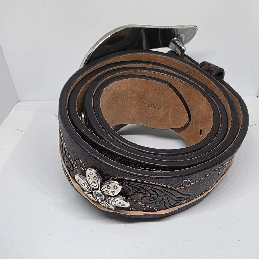 Justin Daisy Western Leather Belt C20958 | Size 38 | Brown